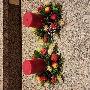Vintage Christmas Fruit Candle Ring, Set of 2